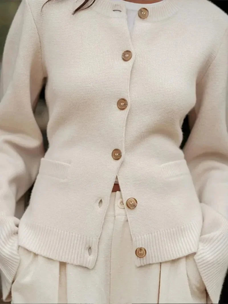 Honor-Mae Fitted Crewneck Cardigan