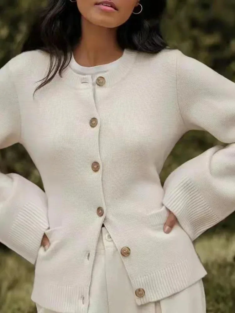 Honor-Mae Fitted Crewneck Cardigan