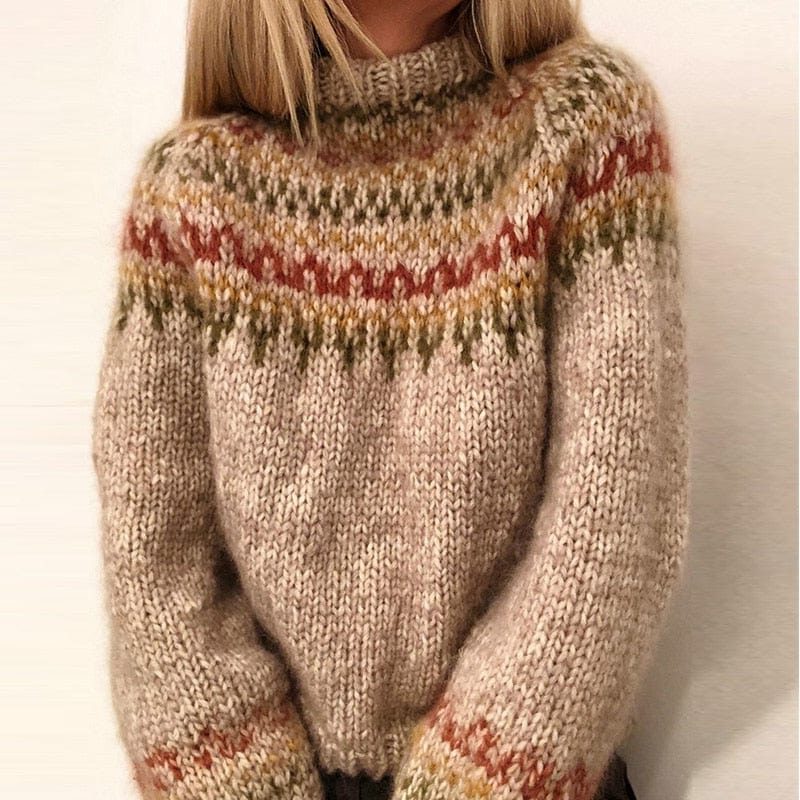Juno Chunky Fair Isle Mock Neck Sweater