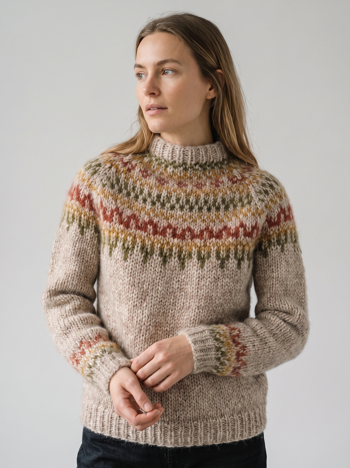 Juno Chunky Fair Isle Mock Neck Sweater