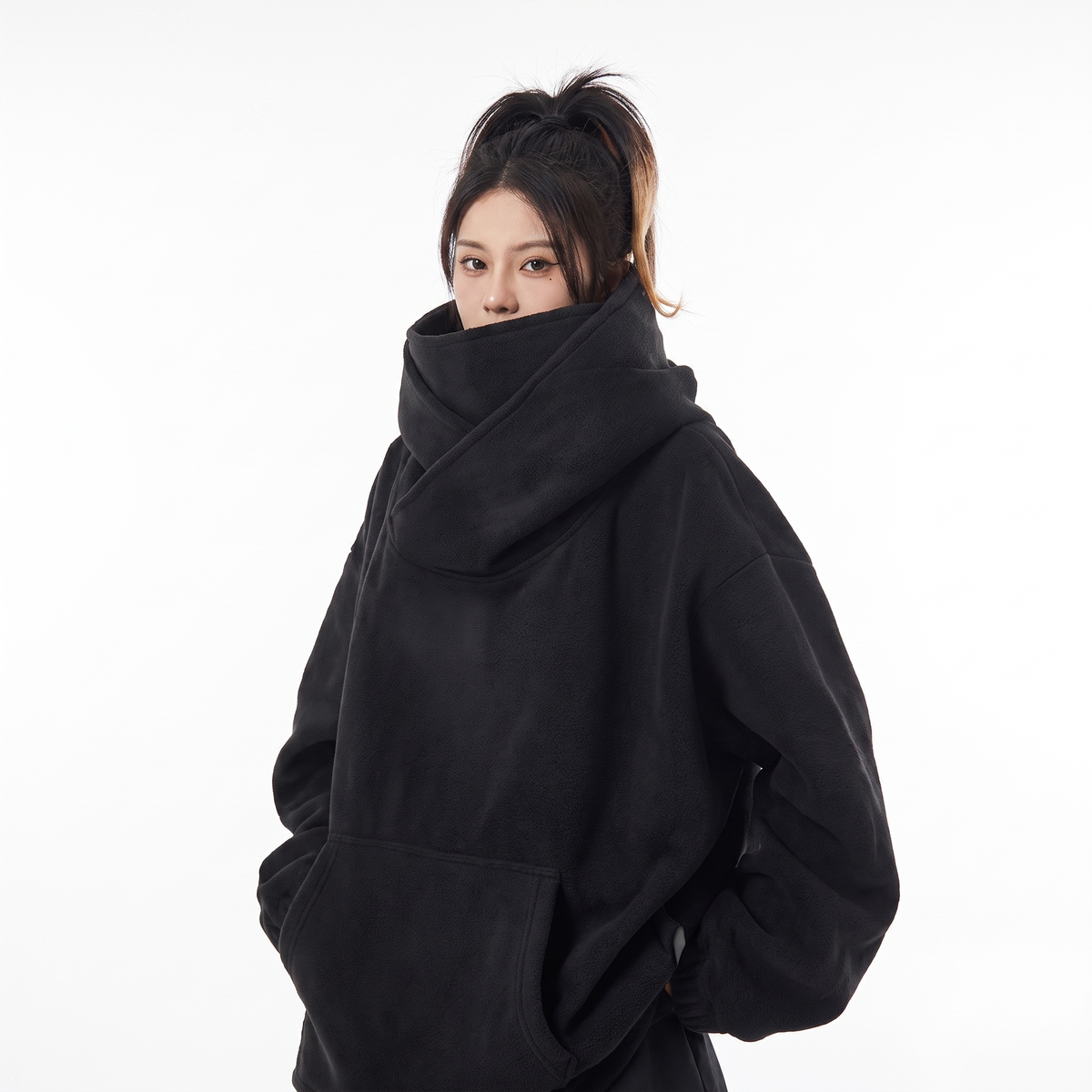Noor-Rae Fleece-Lined High Neck Hoodie