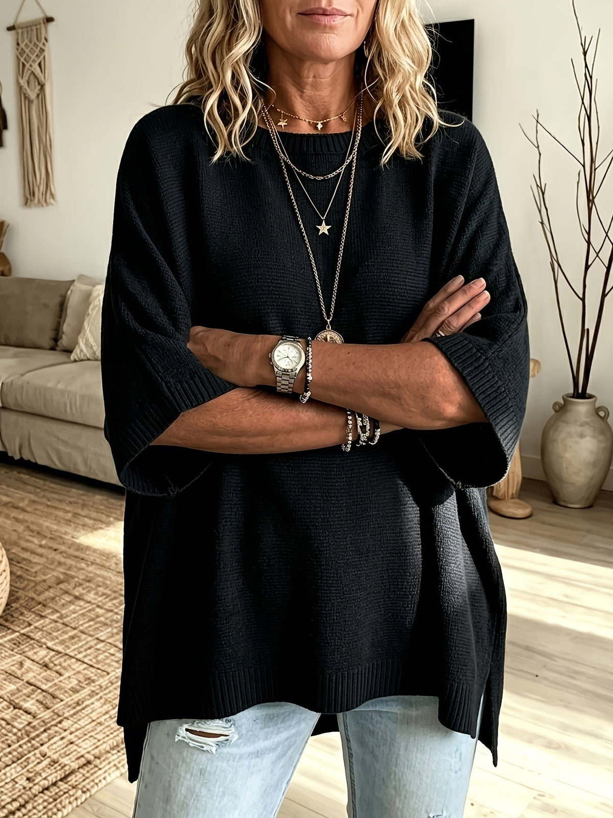 Ilsa-Pearl Batwing Knit Sweater