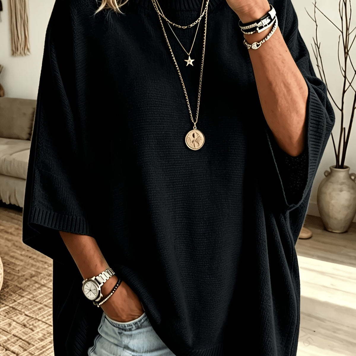 Ilsa-Pearl Batwing Knit Sweater
