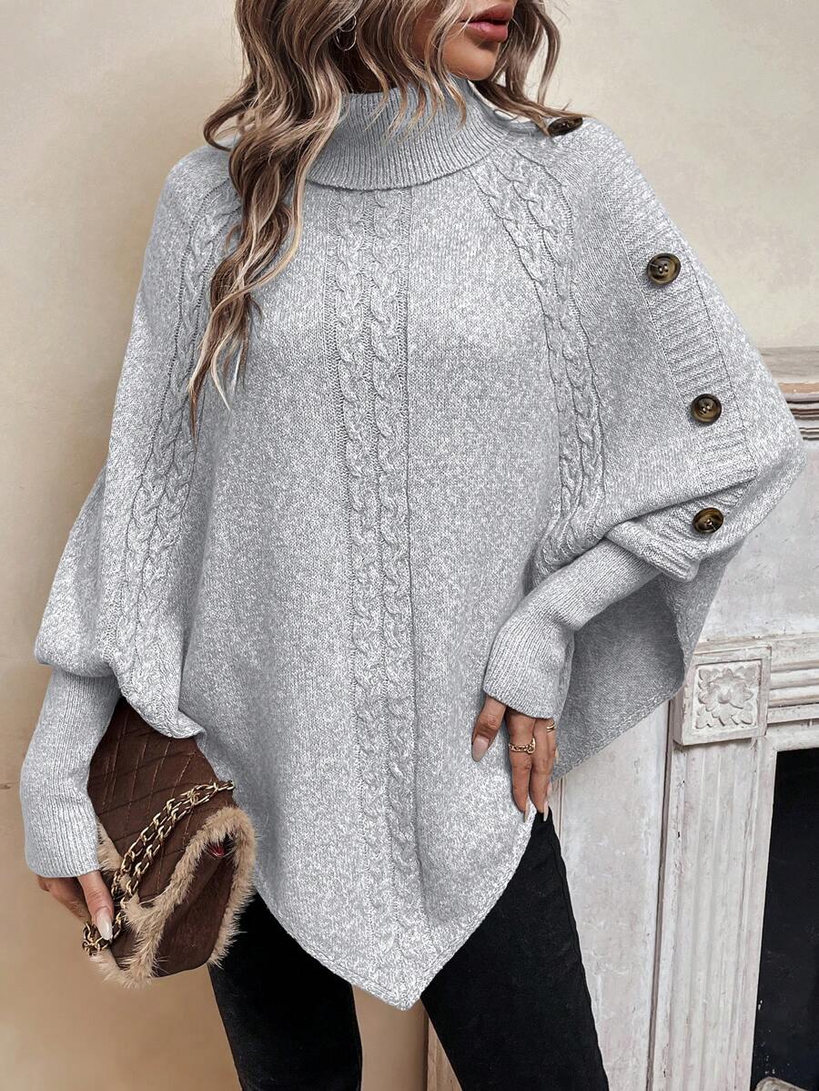 Raina-Faye Cable Knit Poncho Sweater