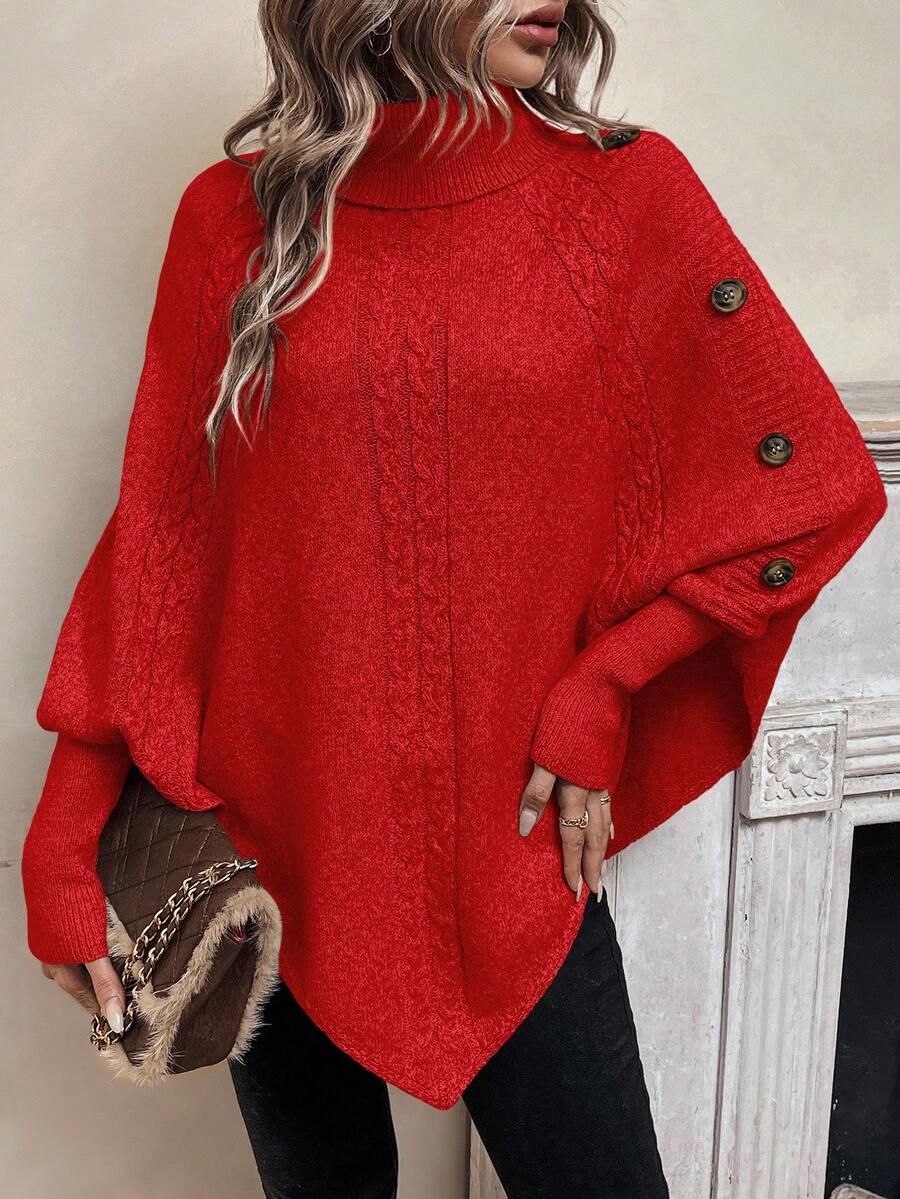 Raina-Faye Cable Knit Poncho Sweater