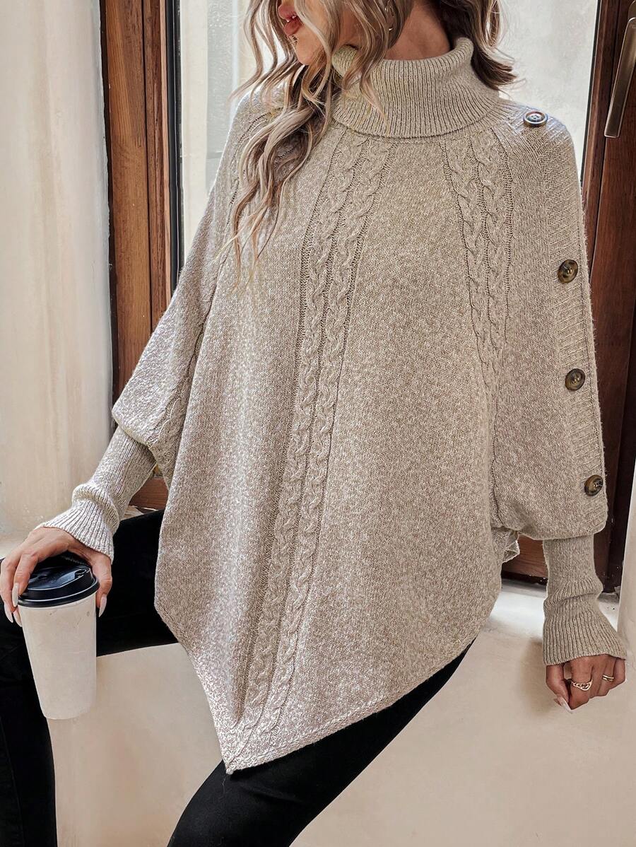 Raina-Faye Cable Knit Poncho Sweater