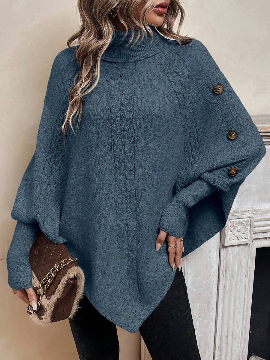 Raina-Faye Cable Knit Poncho Sweater