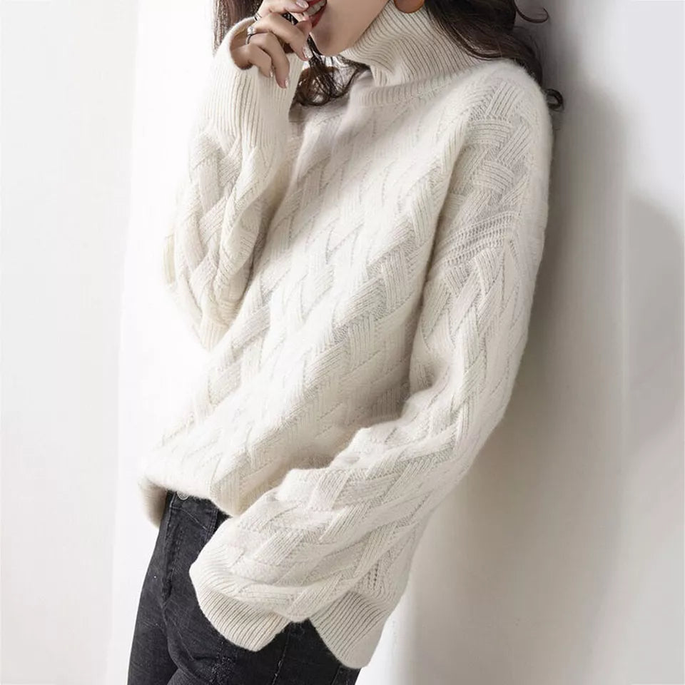 Poppy Basket Weave Roll Neck Sweater
