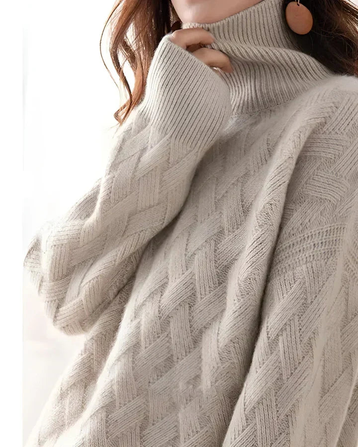 Poppy Basket Weave Roll Neck Sweater
