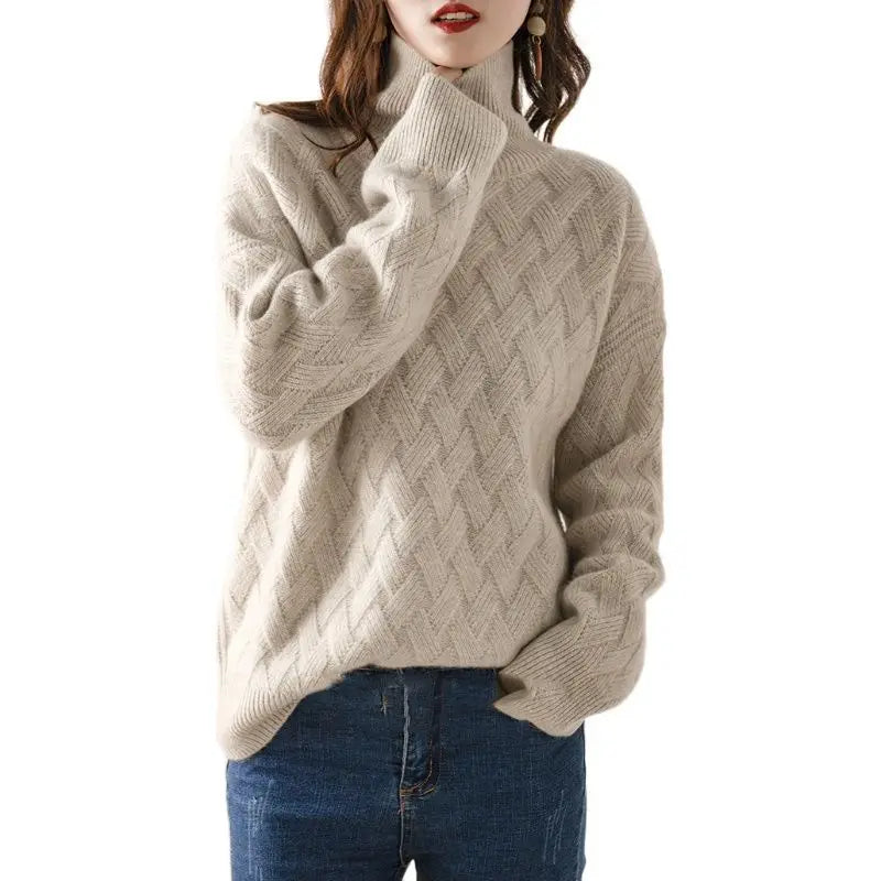 Poppy Basket Weave Roll Neck Sweater
