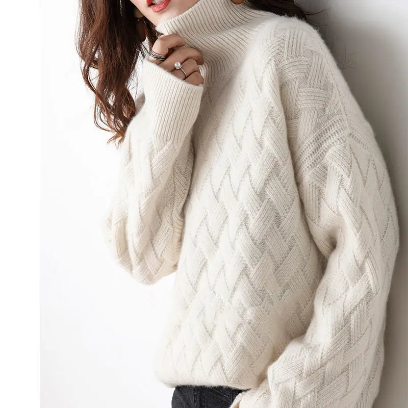 Poppy Basket Weave Roll Neck Sweater