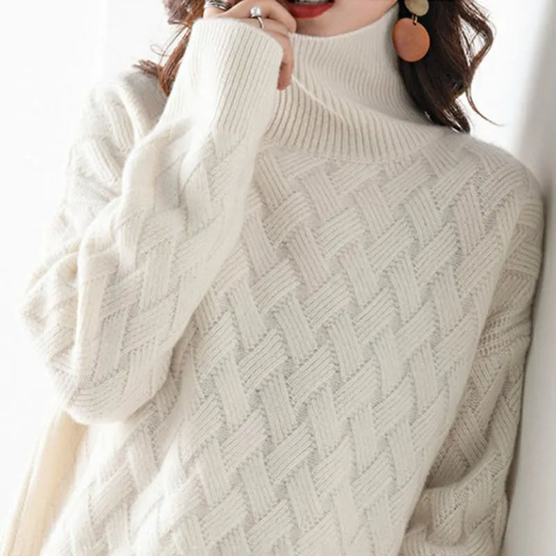 Poppy Basket Weave Roll Neck Sweater