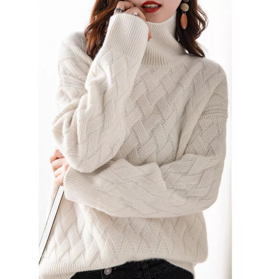 Poppy Basket Weave Roll Neck Sweater