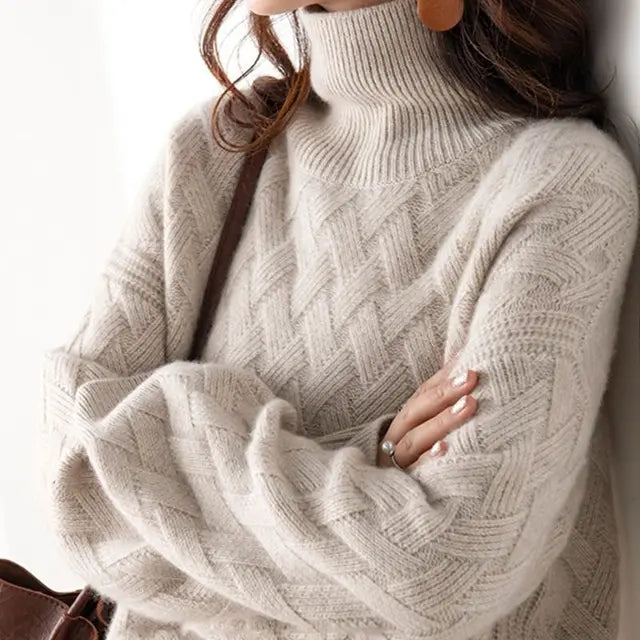 Poppy Basket Weave Roll Neck Sweater