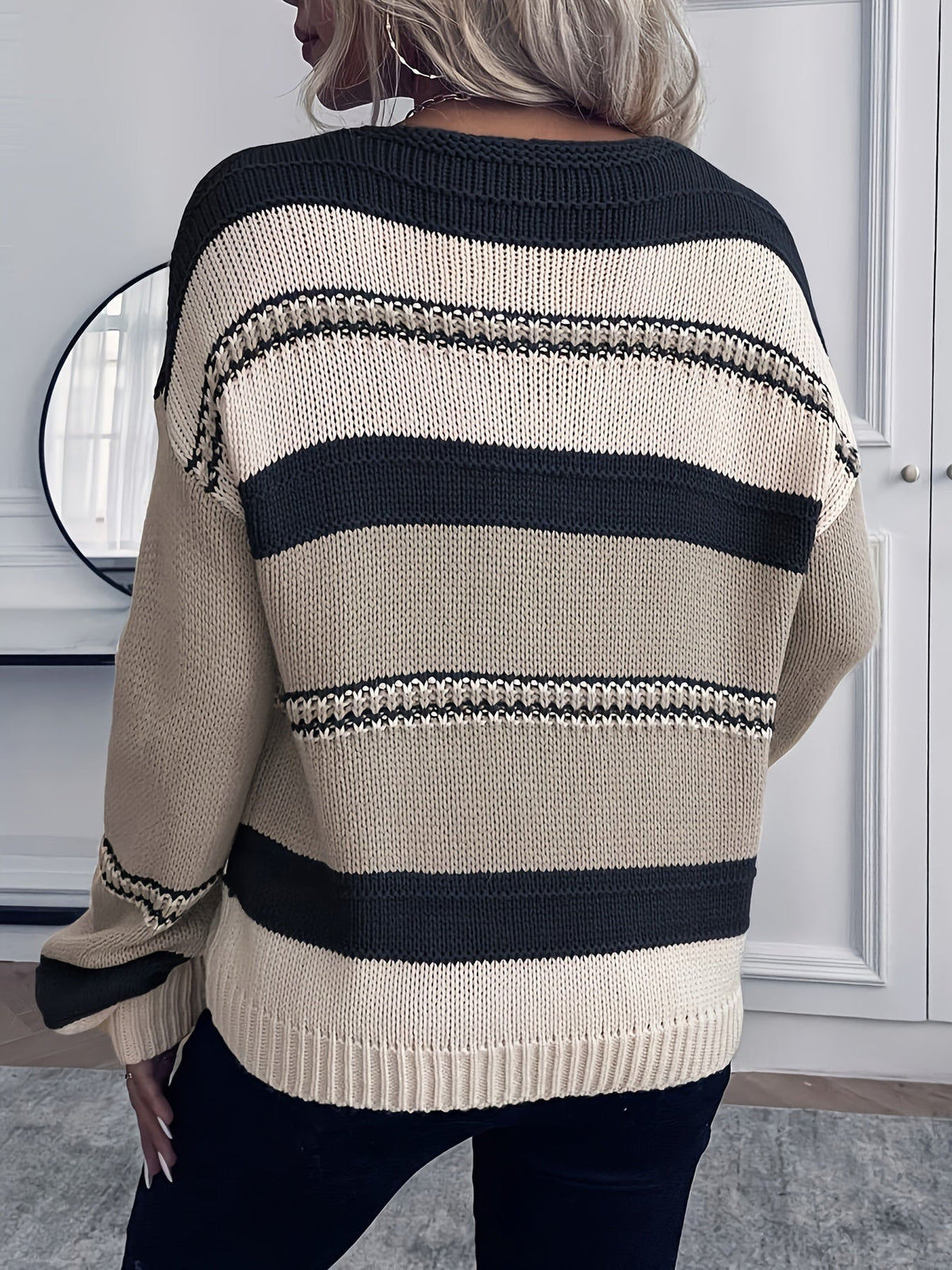 Valeska-Claire Striped V-Neck Sweater