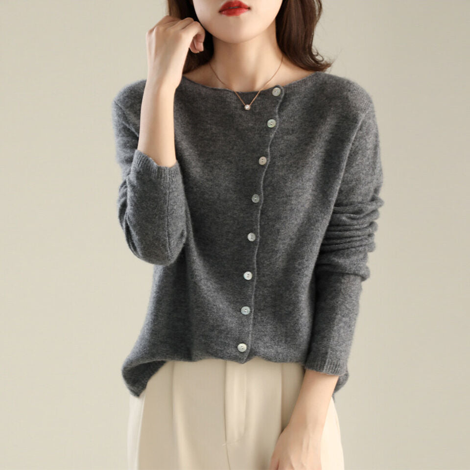 Coralie Boat Neck Button Cardigan