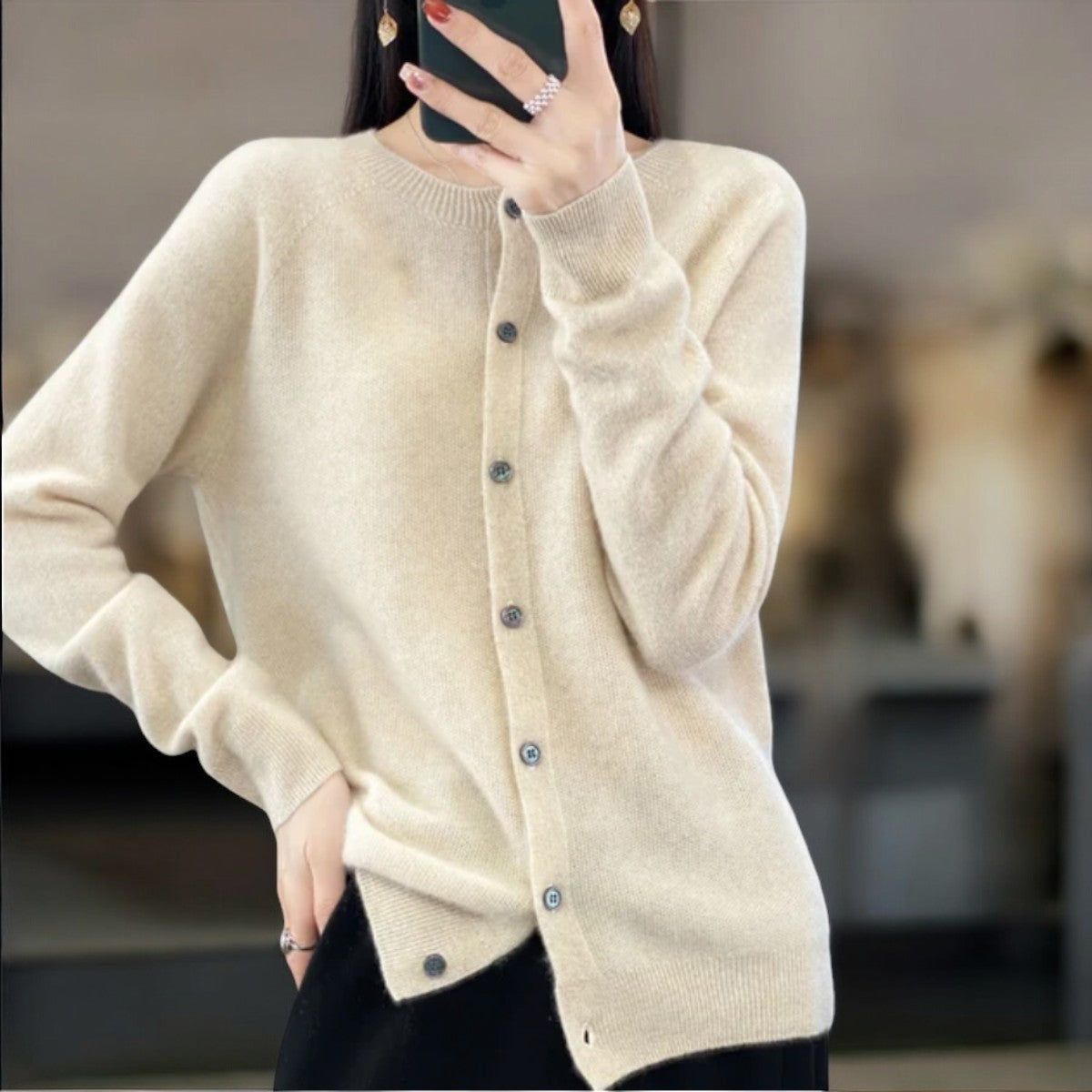 Josie Round Neck Button Cardigan