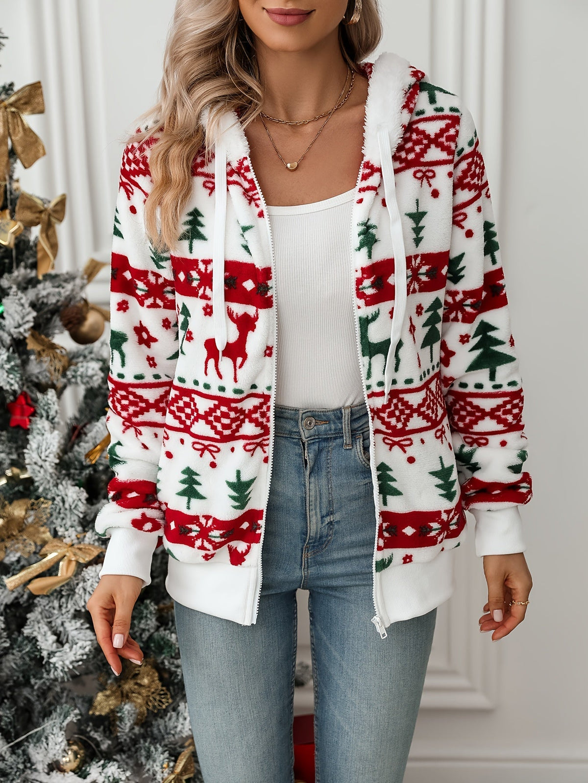 Agatha-Jane Christmas Print Fleece Hoodie