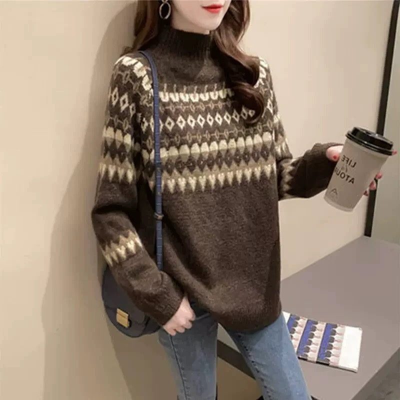 Lottie-Anne Geometric Mock Neck Sweater