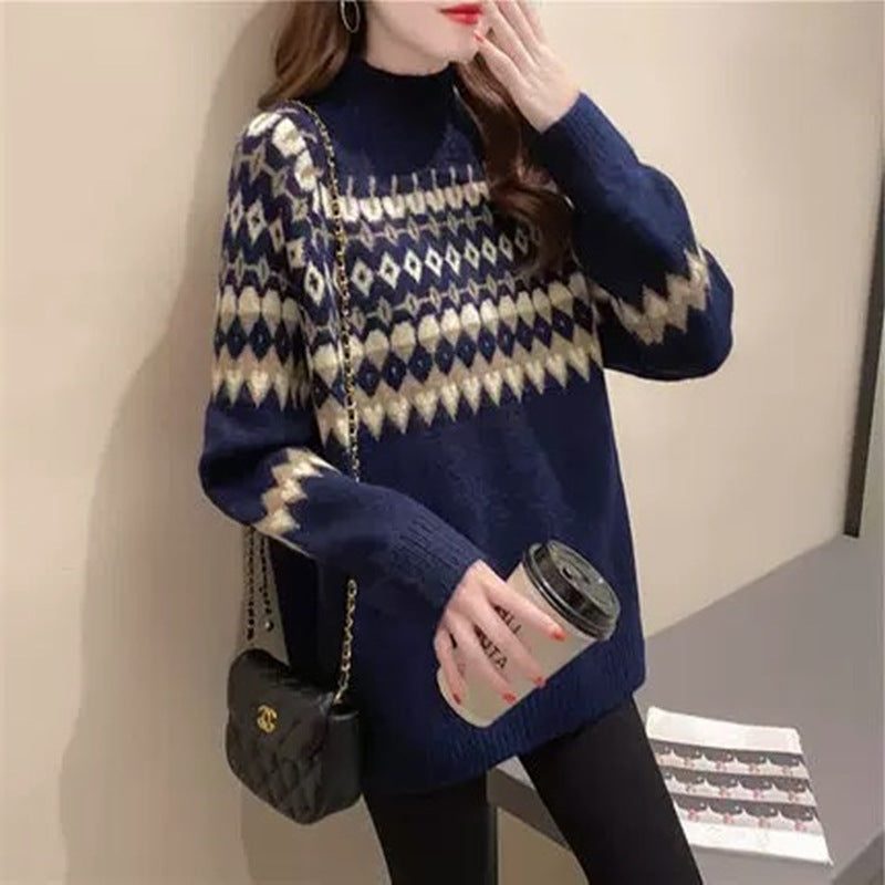 Lottie-Anne Geometric Mock Neck Sweater