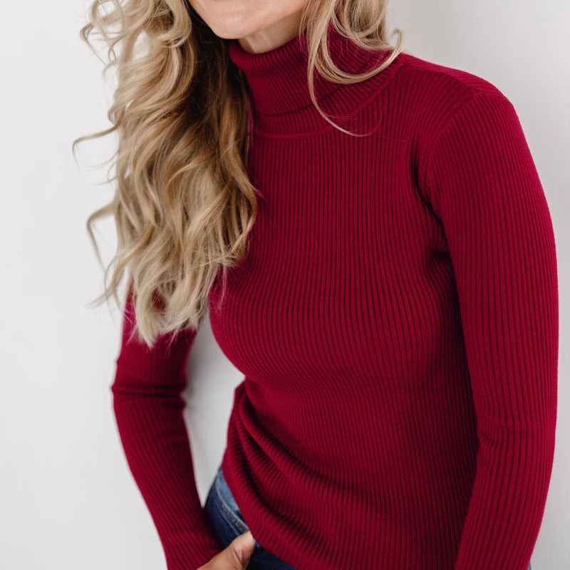 Clemence-Joy Ribbed Turtleneck Top