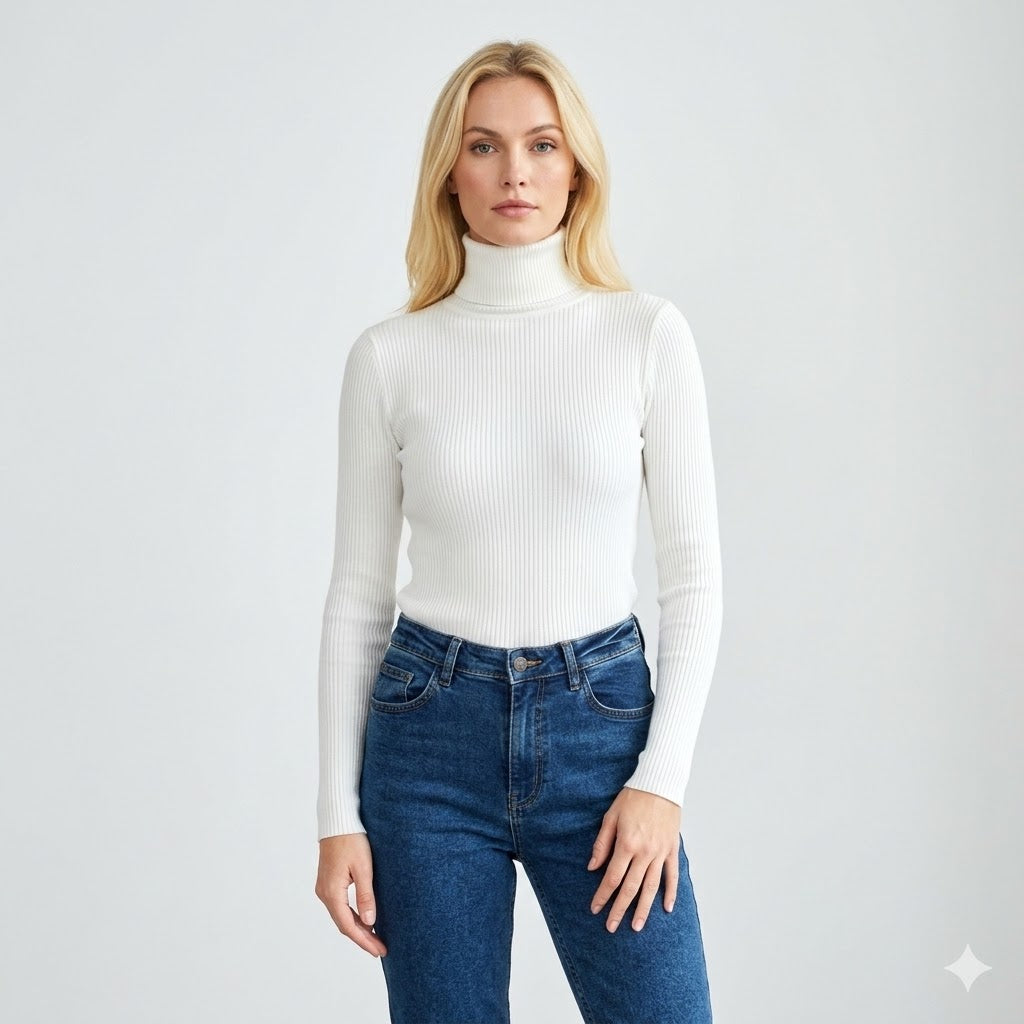 Clemence-Joy Ribbed Turtleneck Top