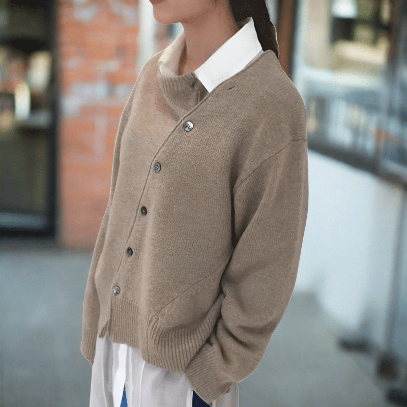 Enid Diagonal Button Oversized Cardigan
