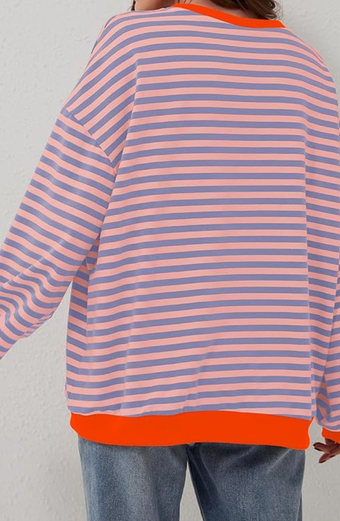 Ambrose-Rose Diagonal Stripe Sweatshirt
