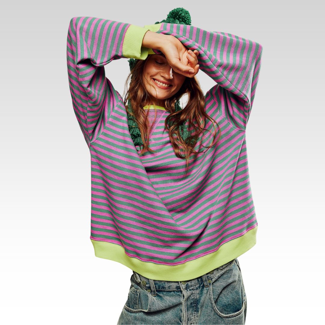 Ambrose-Rose Diagonal Stripe Sweatshirt