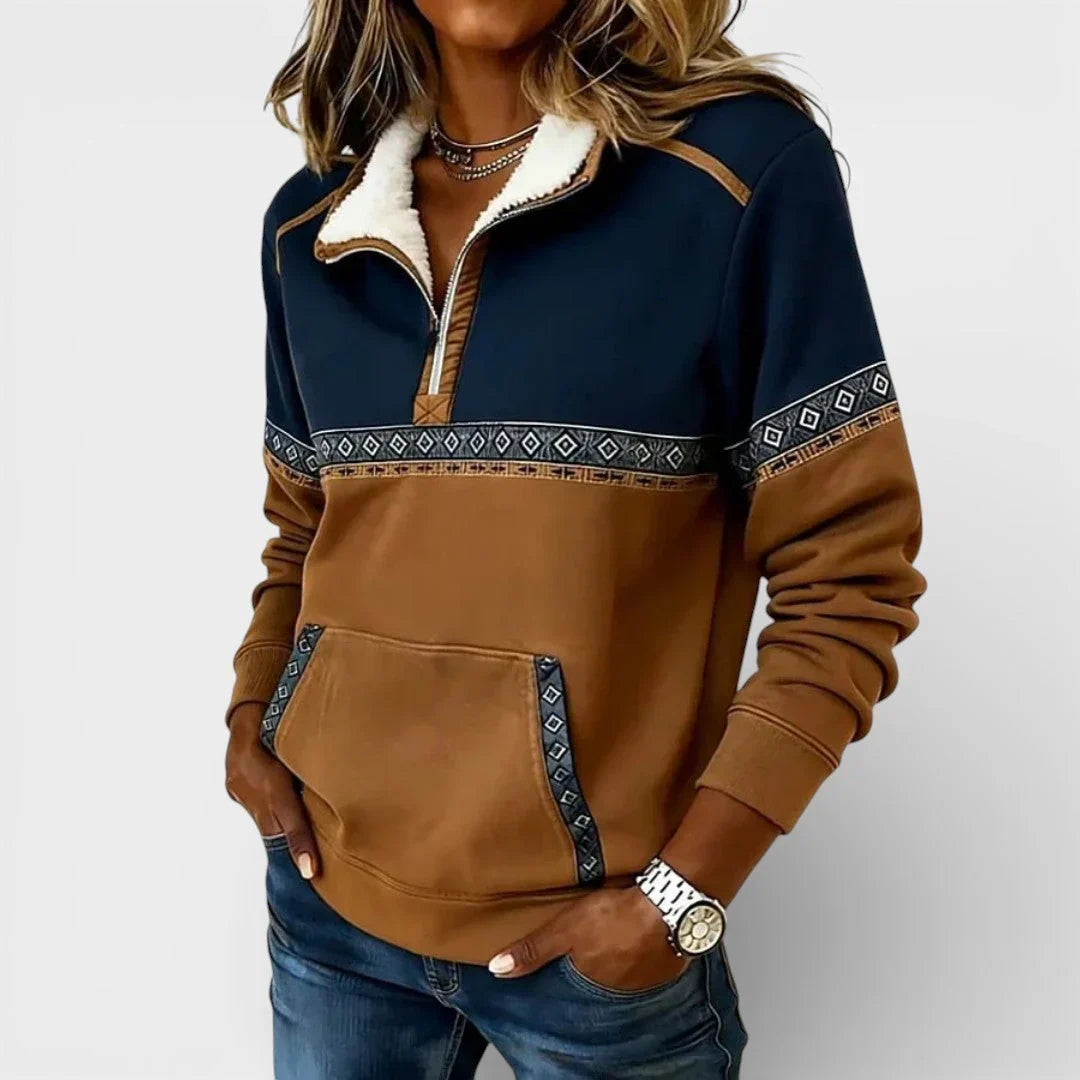 Cassia-Claire Aztec Quarter-Zip Pullover