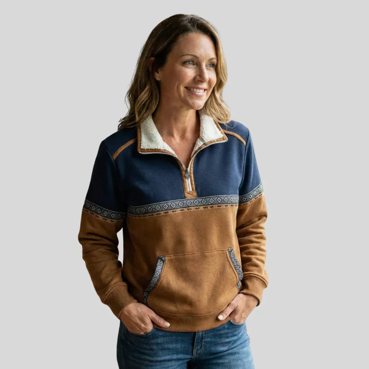 Cassia-Claire Aztec Quarter-Zip Pullover