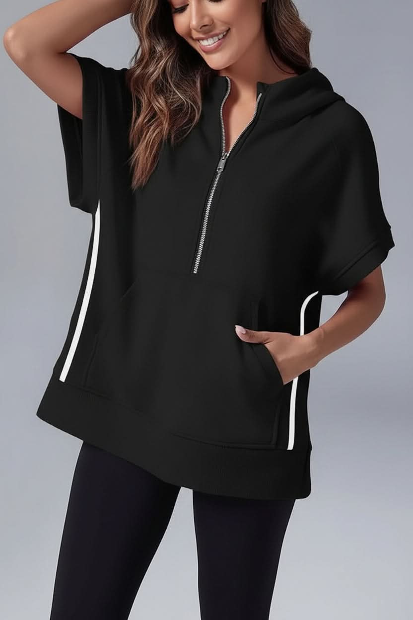 Hester Short Sleeve Half-Zip Hoodie
