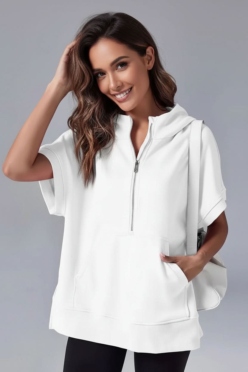 Hester Short Sleeve Half-Zip Hoodie