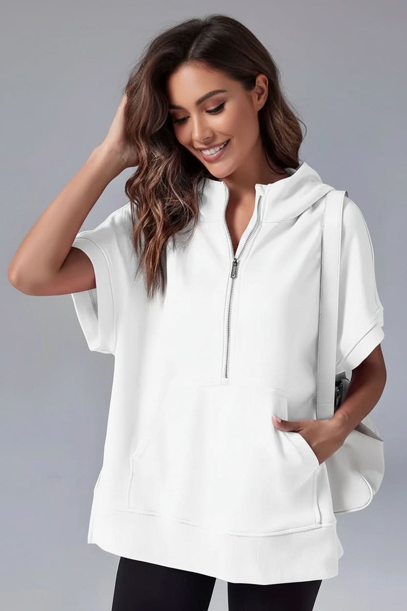 Hester Short Sleeve Half-Zip Hoodie