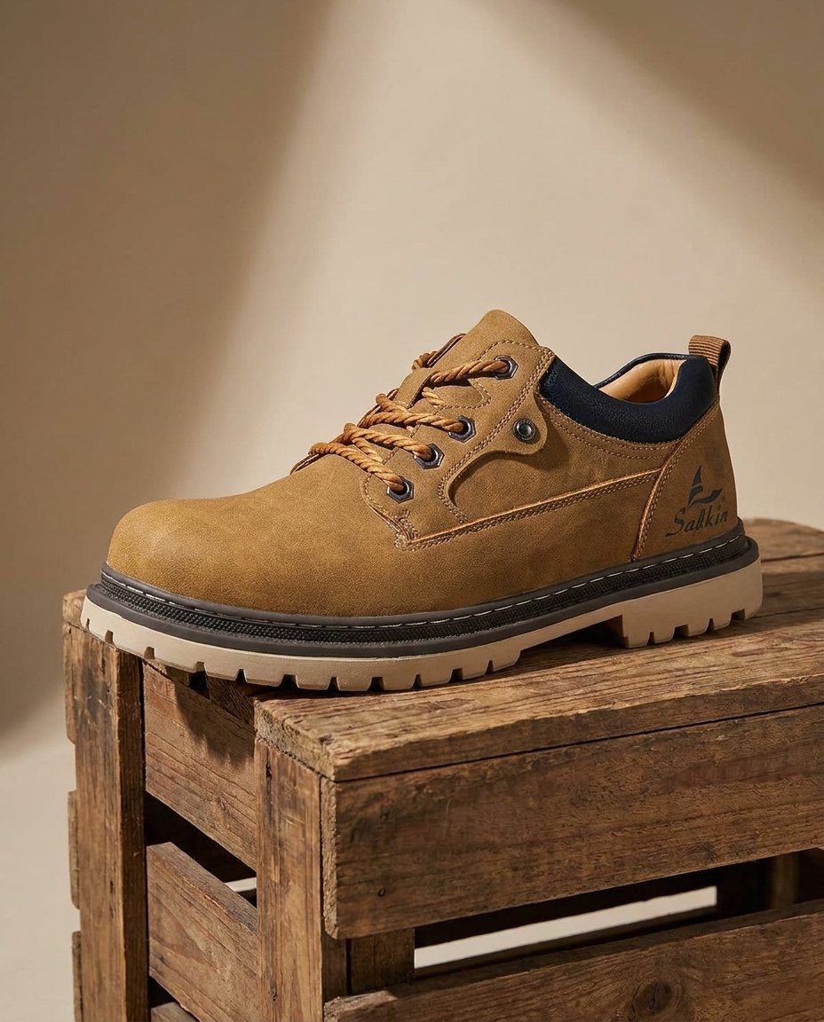 Elton - Men's Lace-Up Work Boots with Cushioned Collar