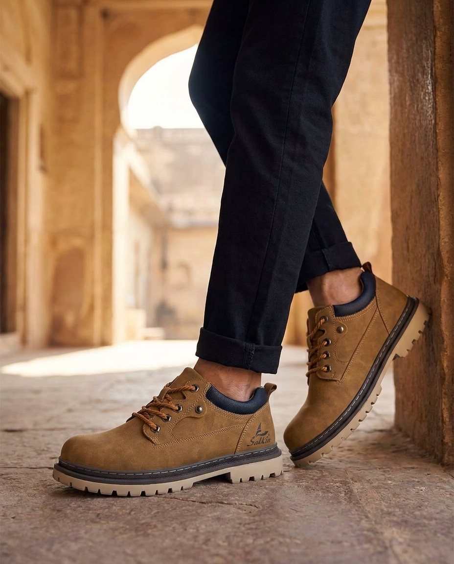 Elton - Men's Lace-Up Work Boots with Cushioned Collar