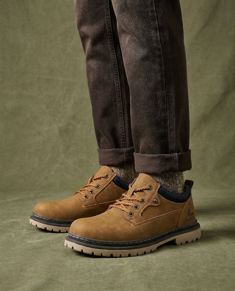 Elton - Men's Lace-Up Work Boots with Cushioned Collar