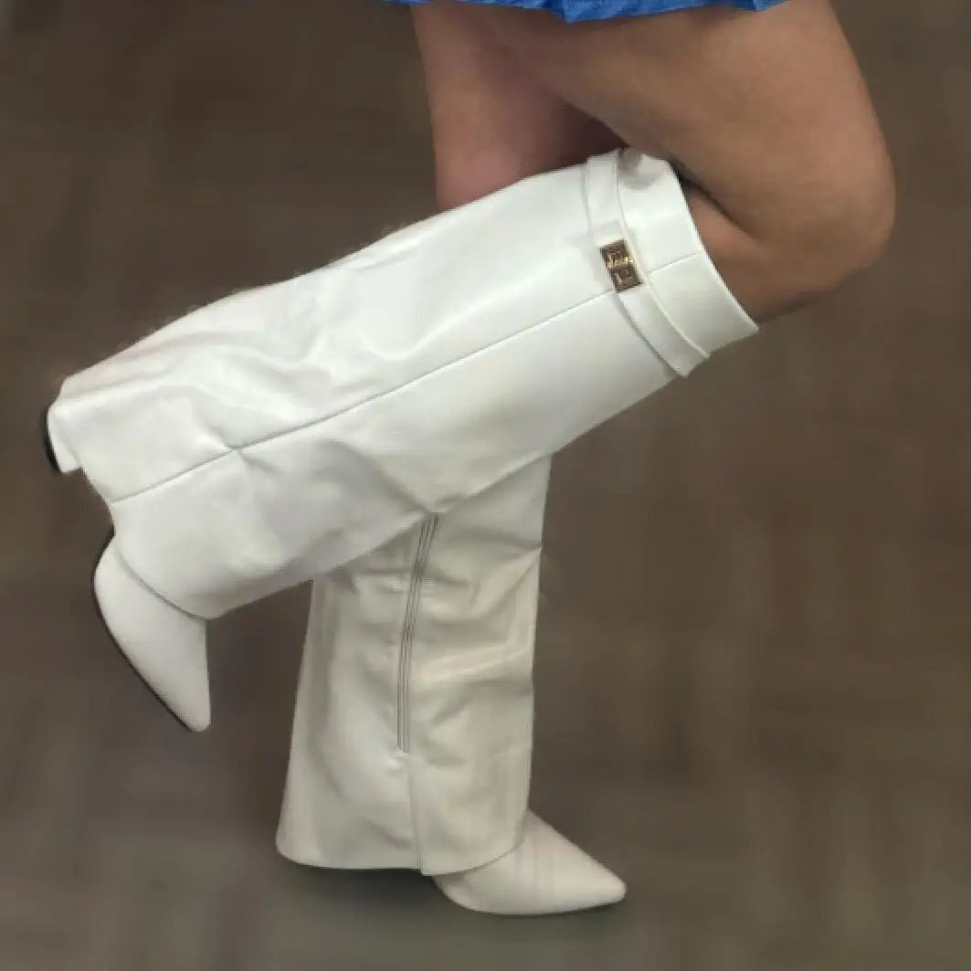 Natalia | Women's Suede Tall Boots Knee High Buckle