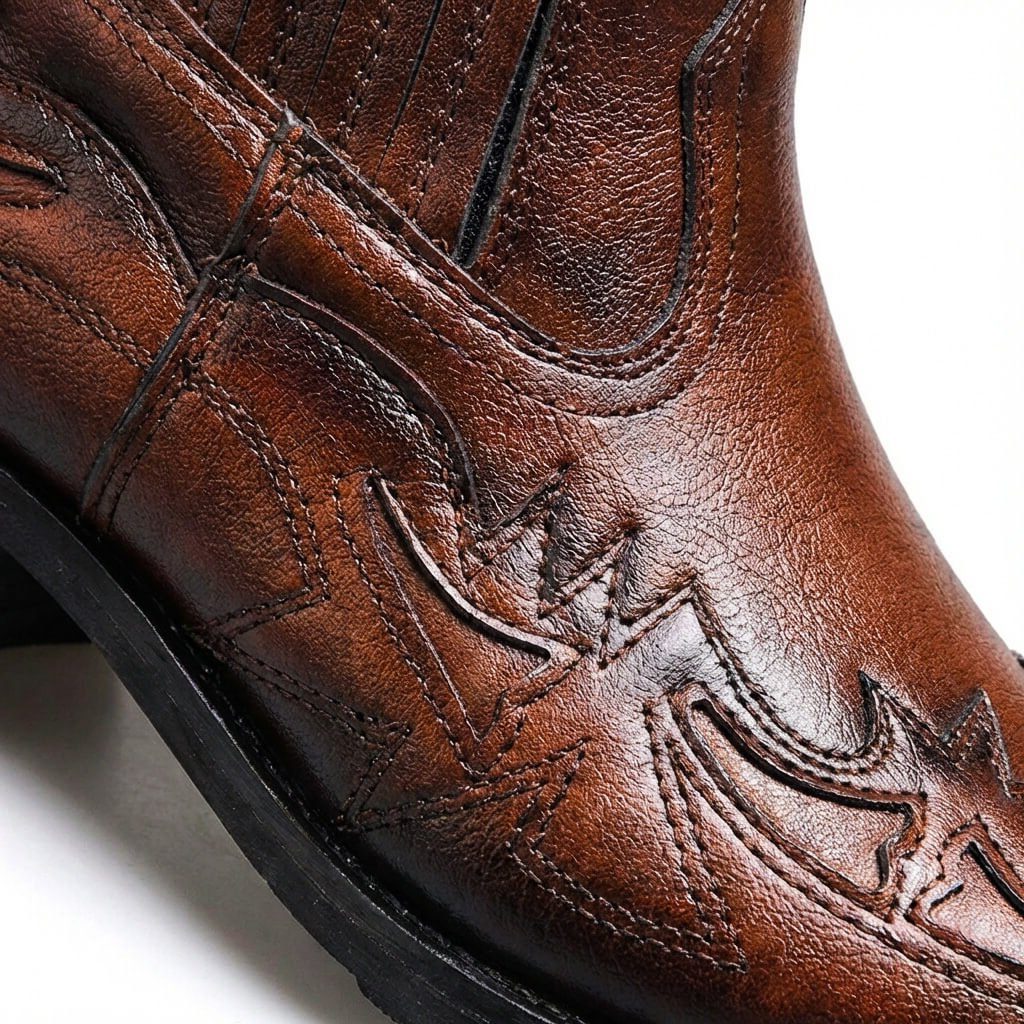 Embossed Leather Cowboy Boots for Men