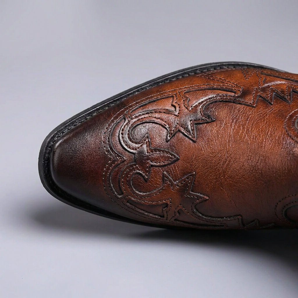Embossed Leather Cowboy Boots for Men