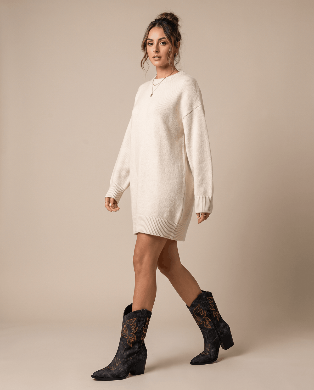 Embroidered Ankle Cowboy Boots – Washed Denim-Look, Block Heel & Pointed Toe | Orla