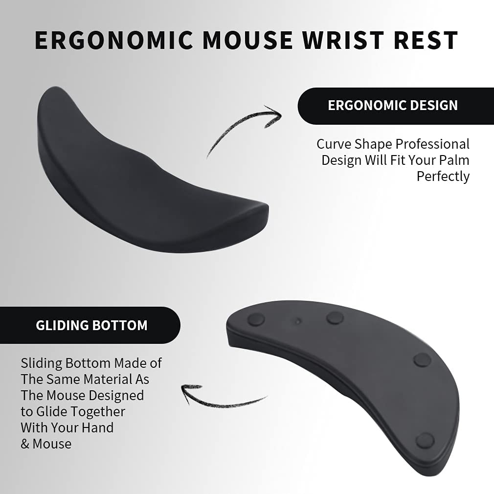 Ergonomic Mouse Wrist Rest Pad with Gliding Base and Contoured Silicone Support for Computer Gaming