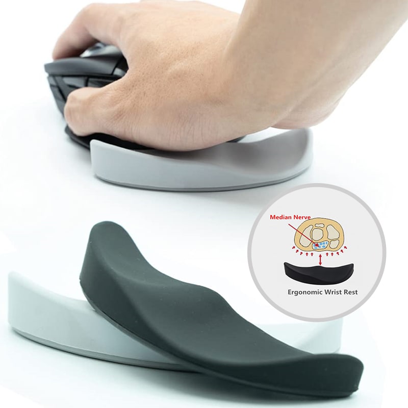 Ergonomic Mouse Wrist Rest Pad with Gliding Base and Contoured Silicone Support for Computer Gaming