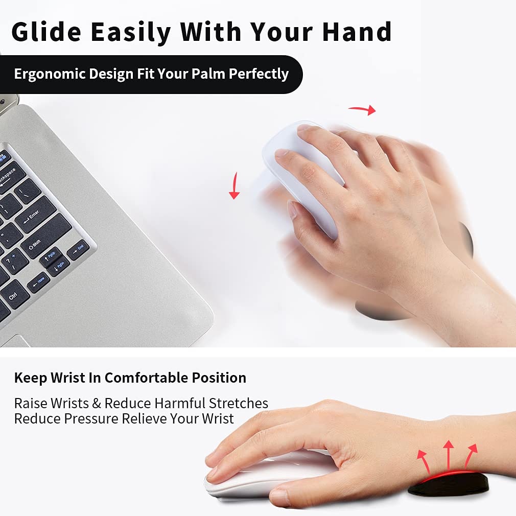 Ergonomic Mouse Wrist Rest Pad with Gliding Base and Contoured Silicone Support for Computer Gaming