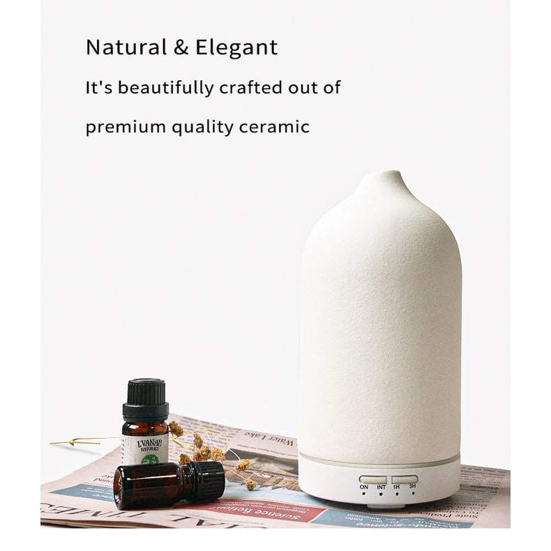 Essential Oil Diffuser and Aroma Humidifier with Ceramic Dome Timer and Ultrasonic Mist