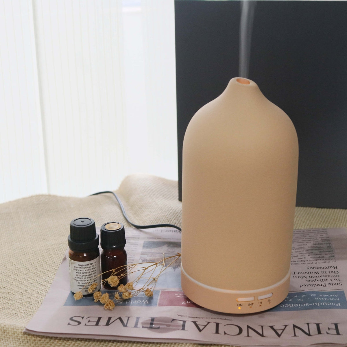 Essential Oil Diffuser and Aroma Humidifier with Ceramic Dome Timer and Ultrasonic Mist