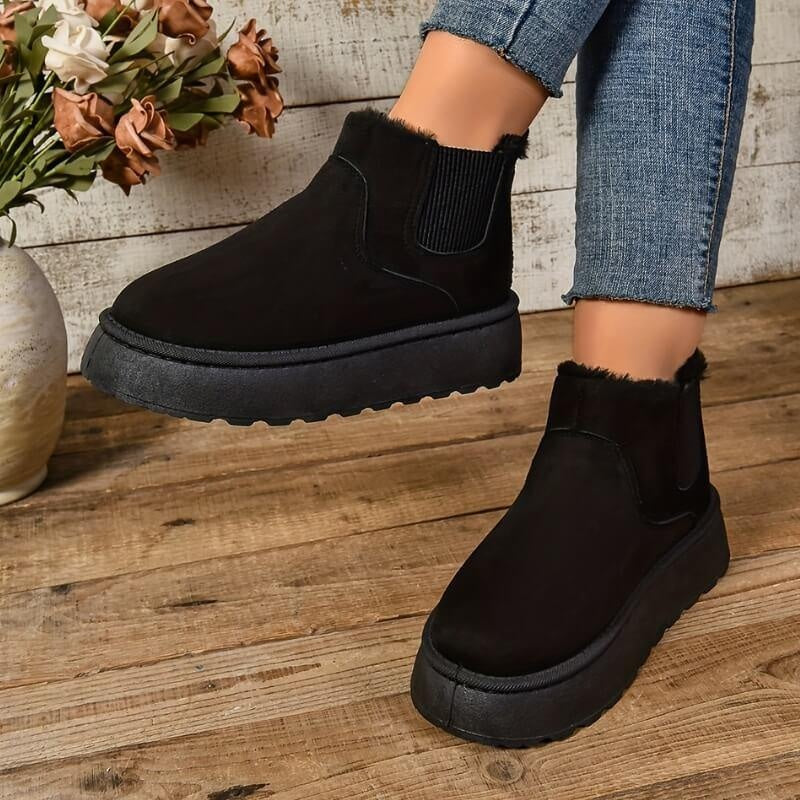 Elise | Women's Suede Platform Winter Chelsea Boots Lined Ankle