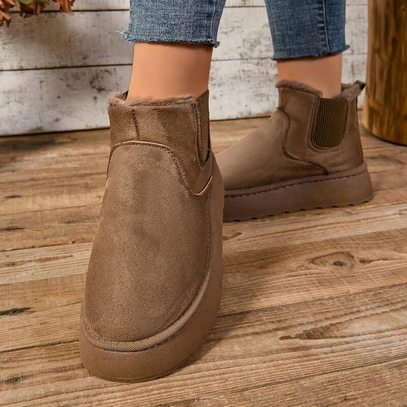 Elise | Women's Suede Platform Winter Chelsea Boots Lined Ankle