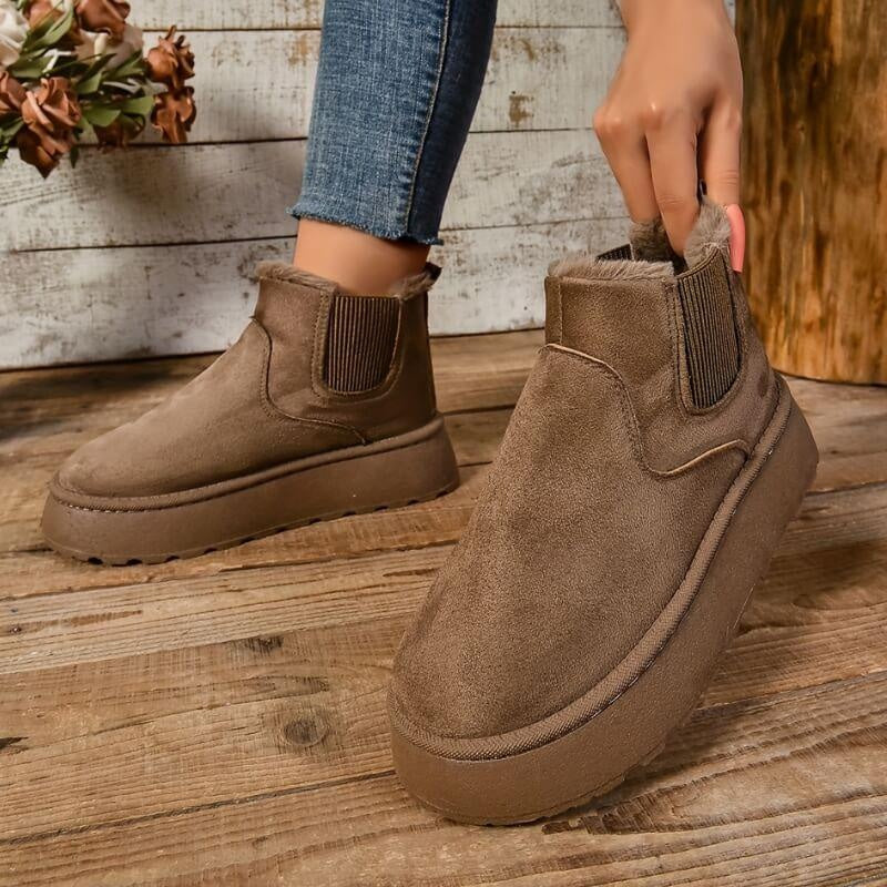 Elise | Women's Suede Platform Winter Chelsea Boots Lined Ankle