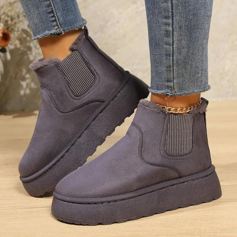 Elise | Women's Suede Platform Winter Chelsea Boots Lined Ankle